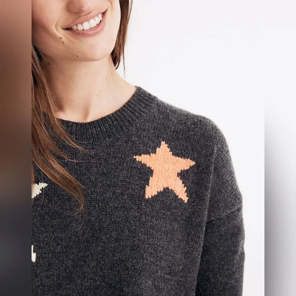 Madewell Crewneck Long Sleeve Merino Wool Blend Starry Night Pullover Sweater S‎